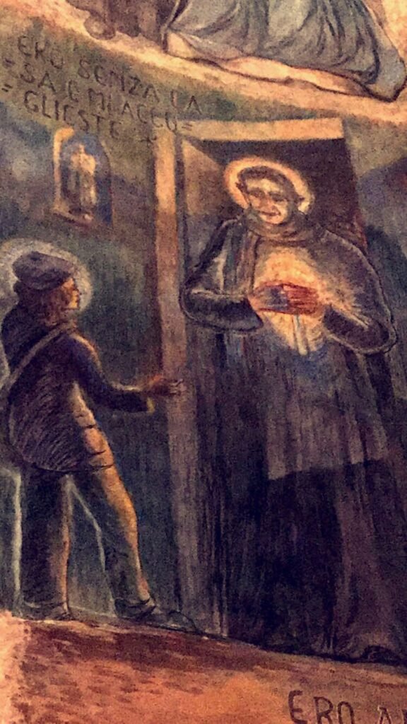 Don Bosco acoge con la luz del Evangelio un joven pobre.